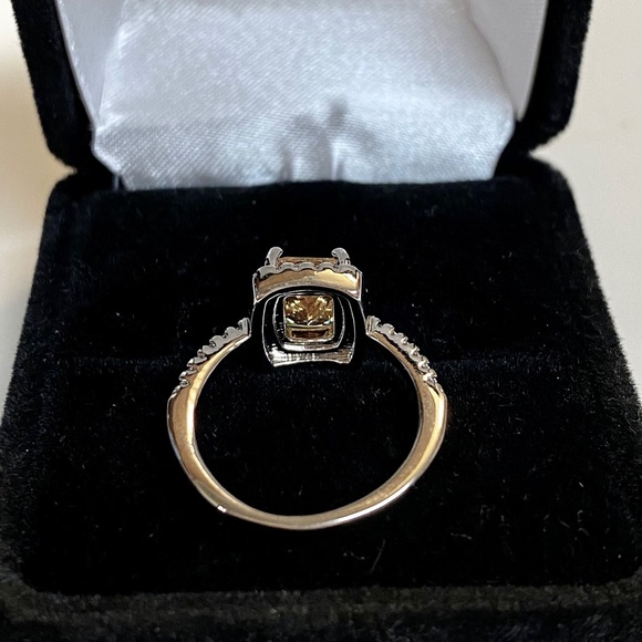 925 Sterling Silver Yellow Canary CZ Halo Ring - Picture 6 of 12